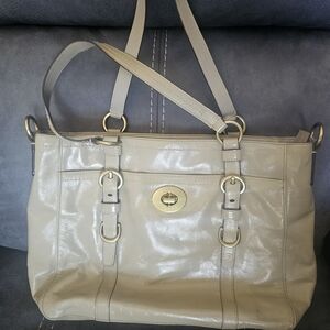 Coach Beige Leather Shoulder Bag